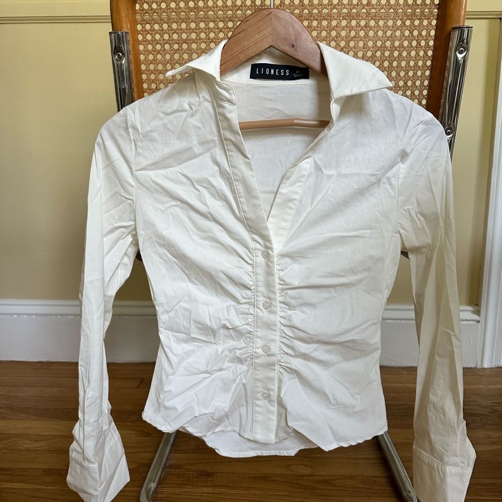 Lioness Classic White Button Down Shirt